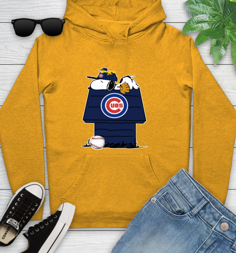 MLB Chicago Cubs Snoopy Woodstock The Peanuts Movie Baseball T Shirt Youth Hoodie 3