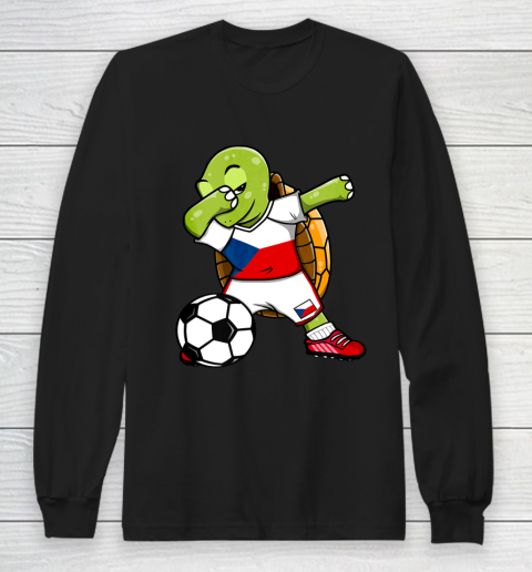 Dabbing Turtle Czech Republic Soccer Fans Jersey Football Long Sleeve T-Shirt