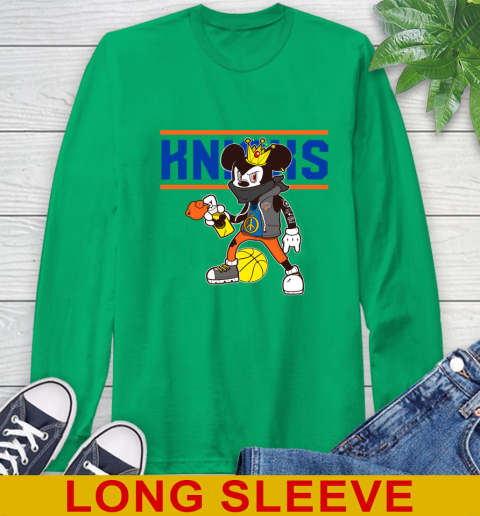 New York Knicks NBA Basketball Mickey Peace Sign Sports Long Sleeve T-Shirt 7