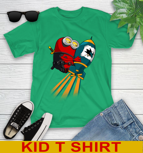 NHL Hockey San Jose Sharks Deadpool Minion Marvel Shirt Youth T-Shirt 7
