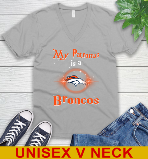 NFL Football Harry Potter My Patronus Is A Denver Broncos V-Neck T-Shirt 3