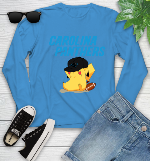 NFL Pikachu Football Sports Carolina Panthers Youth Long Sleeve 7