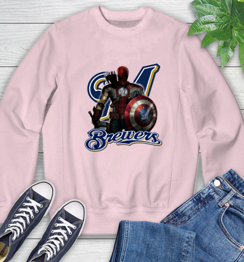 MLB Captain America Thor Spider Man Hawkeye Avengers Endgame Baseball Milwaukee Brewers Sweatshirt 9