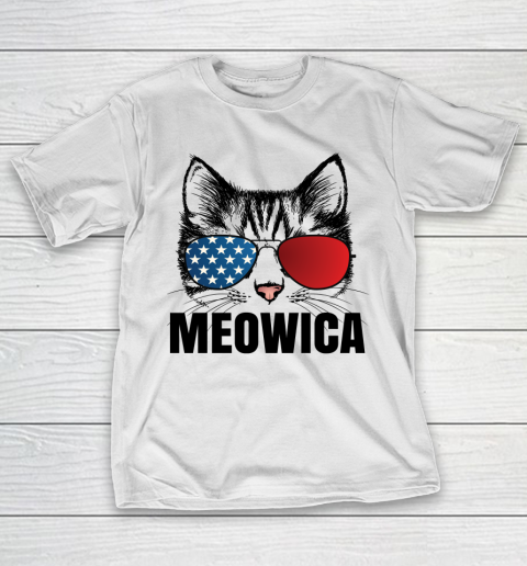 Independence Day Meowica Funny Cat American Flag  4th of July T-Shirt