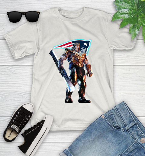 NFL Thanos Gauntlet Avengers Endgame Football New England Patriots Youth T-Shirt 12