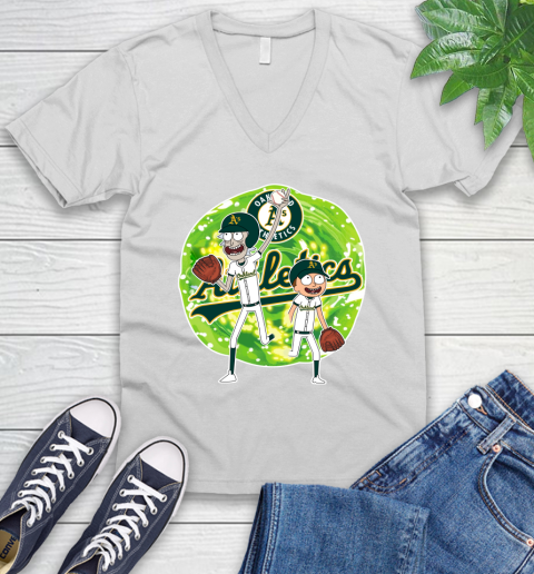 MLB Oakland Athletics Rick And Morty Baseball Sports V-Neck T-Shirt