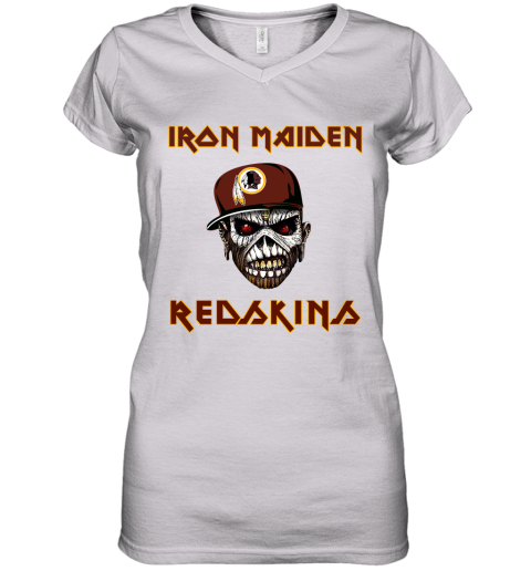 NFL Washington Redskins Iron Maiden Rock Band Music Football Sports SvkCPQDlrrw women v neck t shirt 39 95 151514 front white