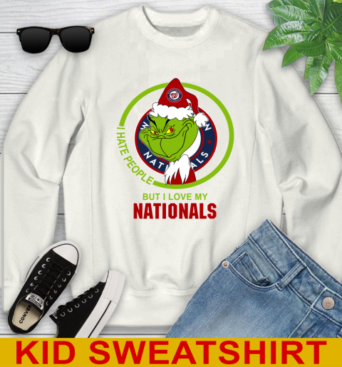 Washington Nationals MLB Christmas Grinch I Hate People But I Love My Favorite Baseball Team Youth Sweatshirt