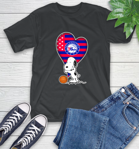 Philadelphia 76ers NBA Basketball The Peanuts Movie Adorable Snoopy T-Shirt 2