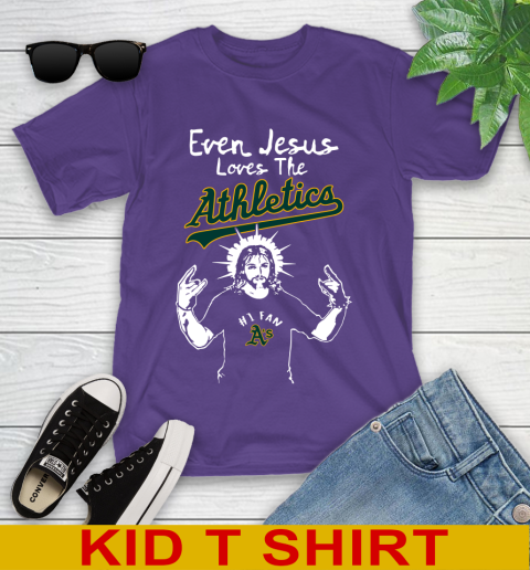Oakland Athletics MLB Baseball Even Jesus Loves The Athletics Shirt Youth T-Shirt 3