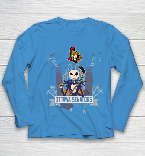 NHL Ottawa Senators Hockey Jack Skellington Halloween Youth Long Sleeve 5