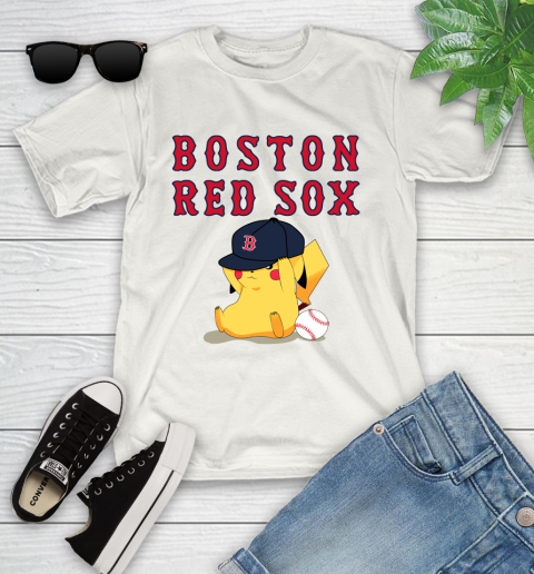 MLB Pikachu Baseball Sports Boston Red Sox Youth T-Shirt