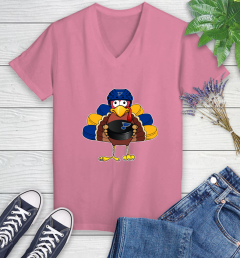 St.Louis Blues Turkey Thanksgiving Day Women's V-Neck T-Shirt 13