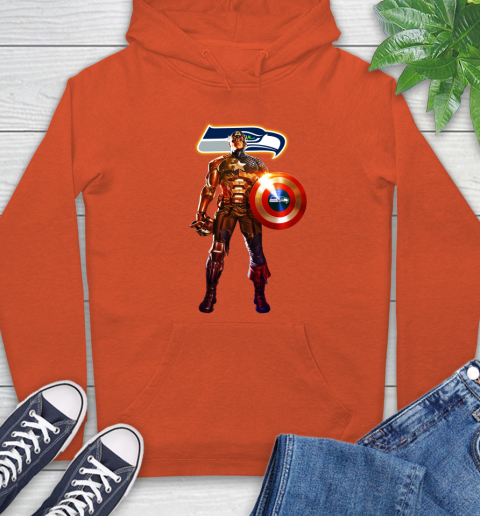 NFL Captain America Marvel Avengers Endgame Football Sports Seattle Seahawks Hoodie 5