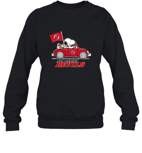 Snoopy And Woodstock Ride The New Jersey Devils Car NHL Sweatshirt
