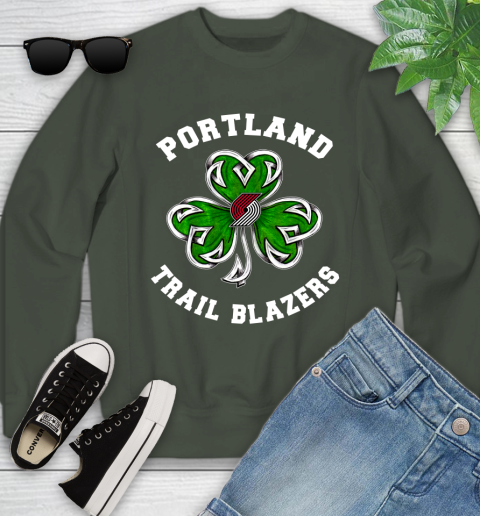 NBA Portland Trail Blazers Three Leaf Clover St Patrick's Day Basketball Sports Youth Sweatshirt 9
