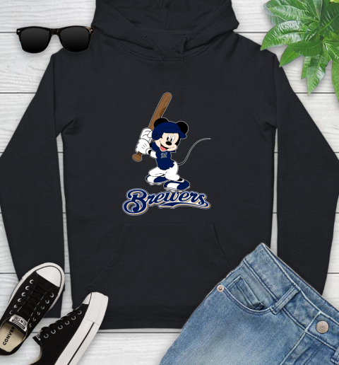 MLB Baseball Milwaukee Brewers Cheerful Mickey Mouse Shirt Youth Hoodie