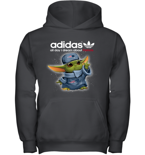 Baby Yoda Adidas All Day I Dream About New England Patriots Youth Hoodie