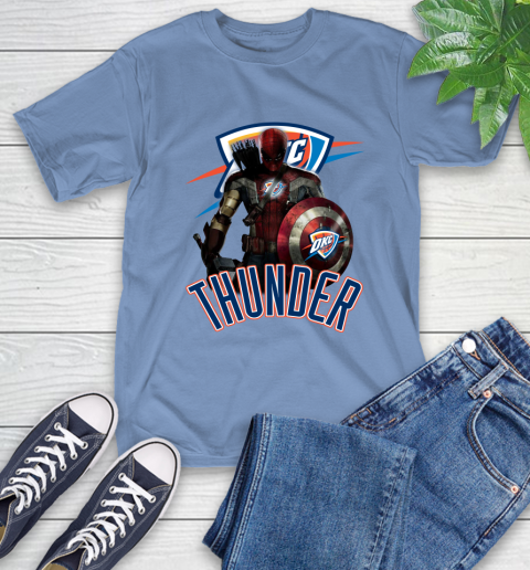 Oklahoma City Thunder NBA Basketball Captain America Thor Spider Man Hawkeye Avengers T-Shirt 11