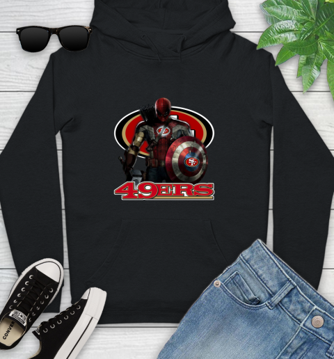 NFL Captain America Thor Spider Man Hawkeye Avengers Endgame Football San Francisco 49ers Youth Hoodie 2