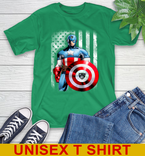 Brooklyn Nets NBA Basketball Captain America Marvel Avengers American Flag Shirt T-Shirt 7