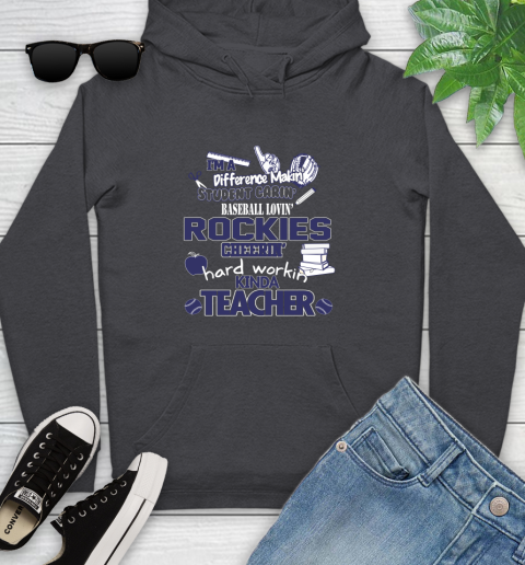 Colorado Rockies MLB I'm A Difference Making Student Caring Baseball Loving Kinda Teacher Youth Hoodie - Image 9