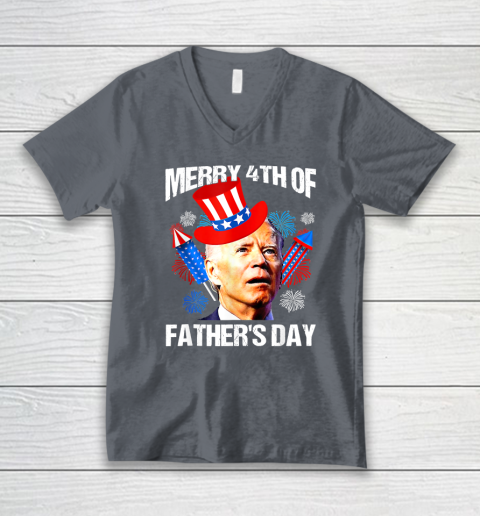 Joe Biden Confused Merry 4th Of Fathers Day Fourth Of July V-Neck T-Shirt 3