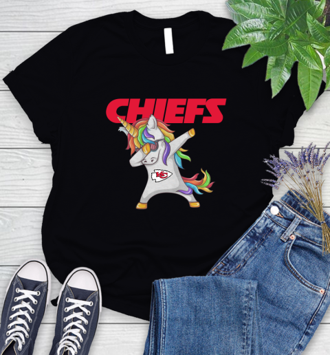 Kansas City Chiefs NFL Football Funny Unicorn Dabbing Sports Women's T-Shirt 2
