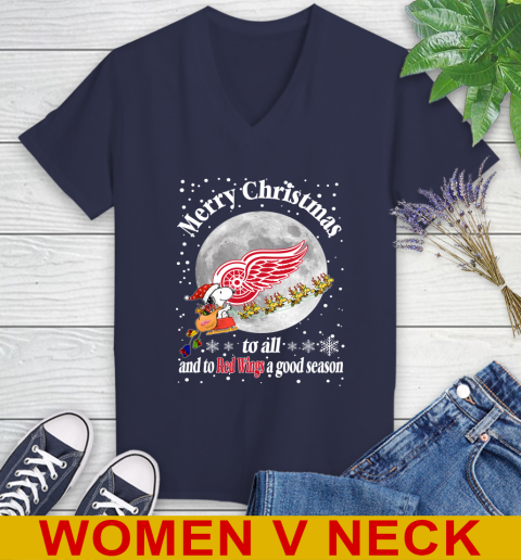 Detroit Red Wings Merry Christmas To All And To Red Wings A Good Season NHL Hockey Sports Women's V-Neck T-Shirt 12