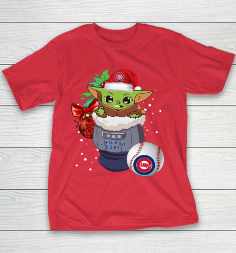 Chicago Cubs Christmas Baby Yoda Star Wars Funny Happy MLB Youth T-Shirt 9