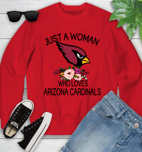 NFL Just A Woman Who Loves Arizona Cardinals Football Sports Youth Sweatshirt 5