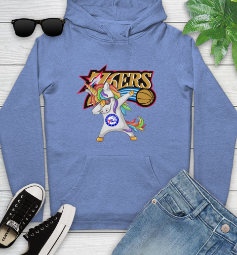 Philadelphia 76ers NBA Basketball Funny Unicorn Dabbing Sports Youth Hoodie 12
