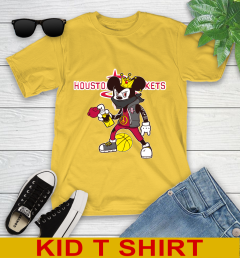 Houston Rockets NBA Basketball Mickey Peace Sign Sports Youth T-Shirt 8