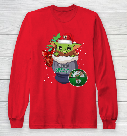 Boston Celtics Christmas Baby Yoda Star Wars Funny Happy NBA Long Sleeve T-Shirt 10