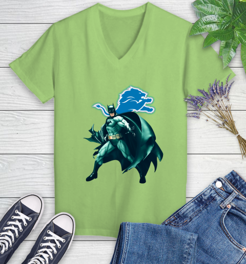 NFL Batman Football Sports Detroit Lions Women's V-Neck T-Shirt 11