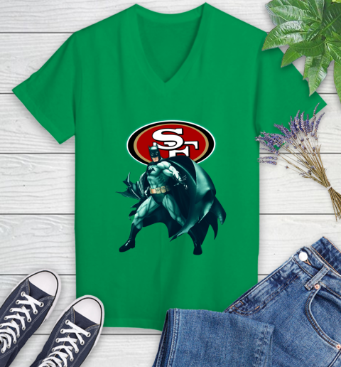 NFL Batman Football Sports San Francisco 49ers Women's V-Neck T-Shirt 5