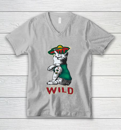 NHL My Cat Loves Minnesota Wild Hockey V-Neck T-Shirt 3