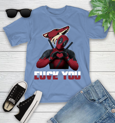 NHL Arizona Coyotes Deadpool Love You Fuck You Hockey Sports Youth T-Shirt 30