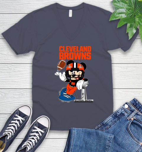 NFL Cleveland Browns Mickey Mouse Disney Super Bowl Football T Shirt V-Neck T-Shirt 19