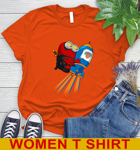 NBA Basketball New York Knicks Deadpool Minion Marvel Shirt Women's T-Shirt - Image 4