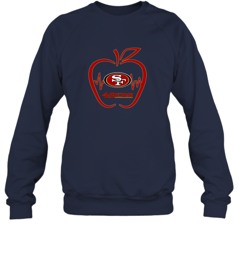 Apple Heartbeat Teacher Symbol San Francisco 49ers Long Sleeve T-Shirt 