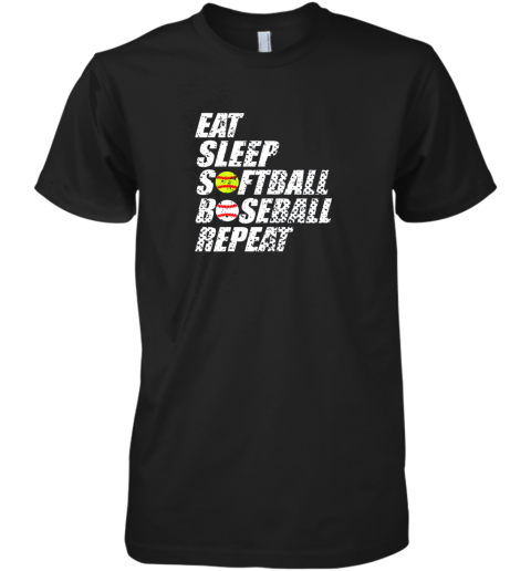 Softball Baseball Repeat Shirt Cool Cute Gift Ball Mom Dad Premium Men's T-Shirt