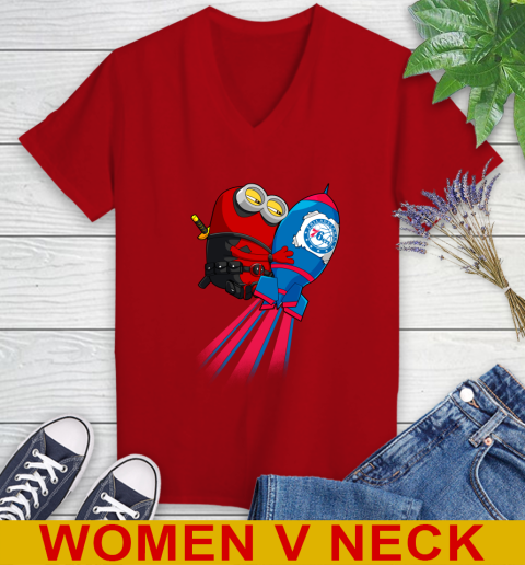NBA Basketball Philadelphia 76ers Deadpool Minion Marvel Shirt Women's V-Neck T-Shirt 10
