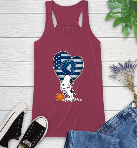 Minnesota Timberwolves NBA Basketball The Peanuts Movie Adorable Snoopy Racerback Tank 8