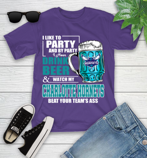 NBA Drink Beer and Watch My Charlotte Hornets Beat Your Team' Ass Youth T-Shirt 3