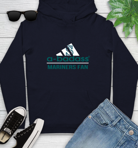 MLB A Badass Seattle Mariners Fan Adidas Baseball Sports Youth Hoodie 3