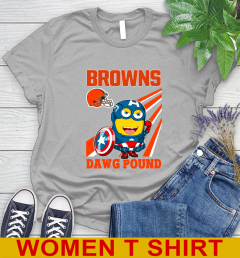 NFL Football Cleveland Browns Captain America Marvel Avengers Minion Shirt Women's T-Shirt 5
