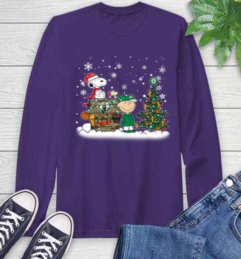 Boston Celtics NBA Basketball Christmas The Peanuts Movie Snoopy Championship Long Sleeve T-Shirt 5