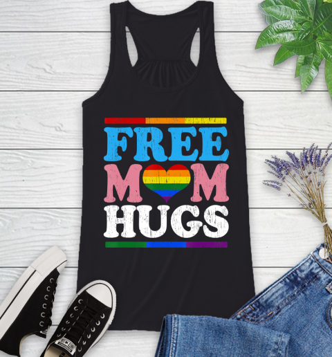 Nurse Shirt Vintage Free Mom Hugs rainbow Transgender Heart LGBT Pride T Shirt Racerback Tank