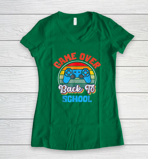 Back to School Funny Game Over Teacher Student Controller Women's V-Neck T-Shirt 10
